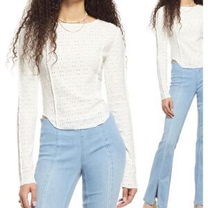 Pointelle Long Sleeve Top